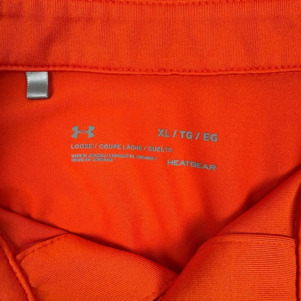 Under Armour Auburn Tigers Colorblock Polo Shirt Mens XL Orange Navy HeatGear - Picture 4 of 8